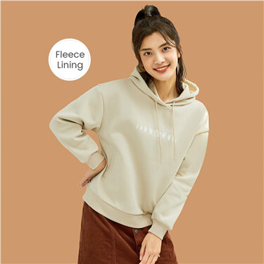 Printed fleece-lined long-sleeve hoodie