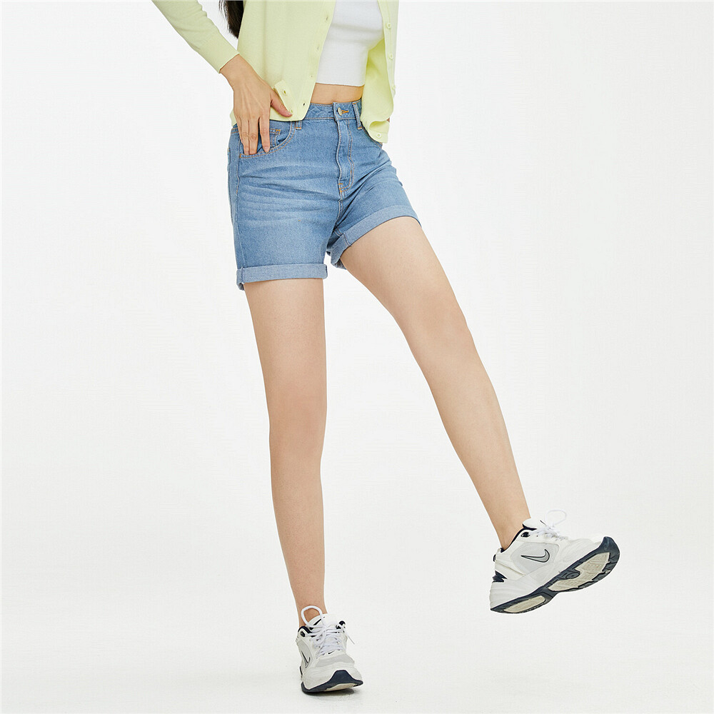 Roll-up cuffs denim shorts | GIORDANO 
