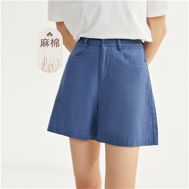 Linen cotton high waist lightweight shorts