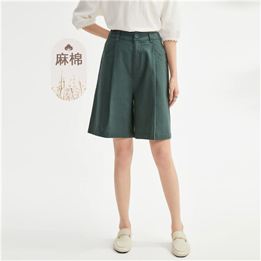 Linen cotton high waist lightweight shorts
