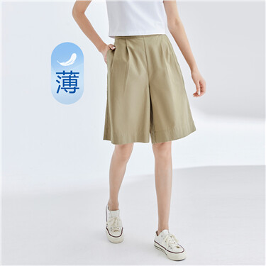 Half elastic waist lightweight cotton shorts