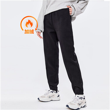 Forward seam fleece-lined elastic waist joggers