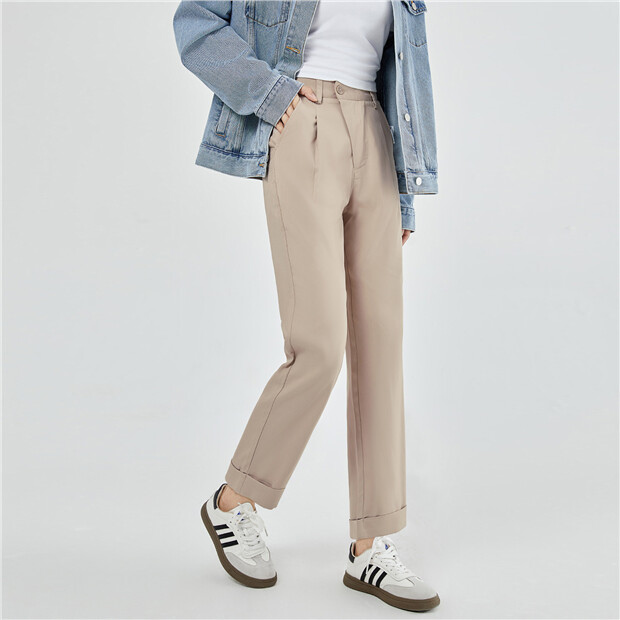 Oblique High waist drape pants | GIORDANO Online Store