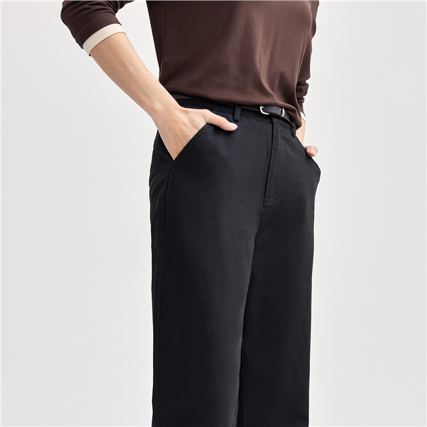 100% Cotton hidden button straight pants | GIORDANO Online Store