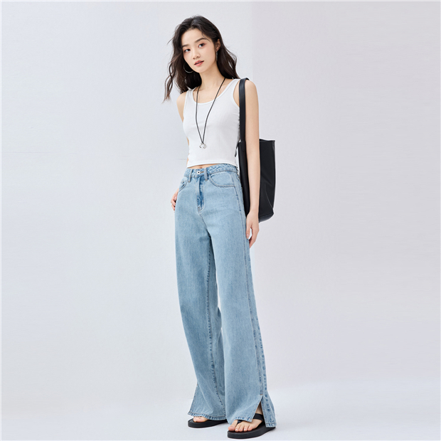 Five-pocket side vents denim pants | GIORDANO Online Store