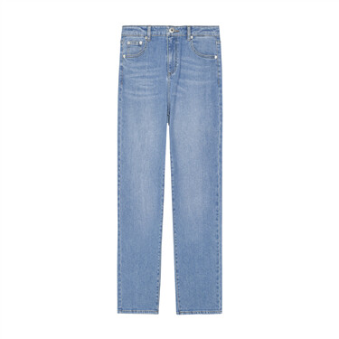 Women Cotton Spandex High Waist Regular Straight Jeans