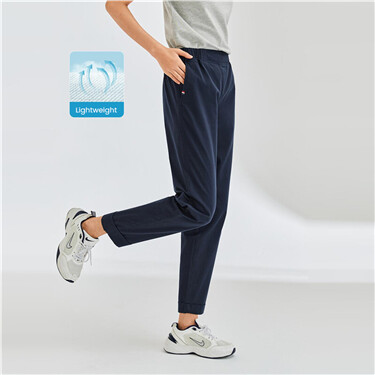 Elastic waist lightweight ankle-length pants