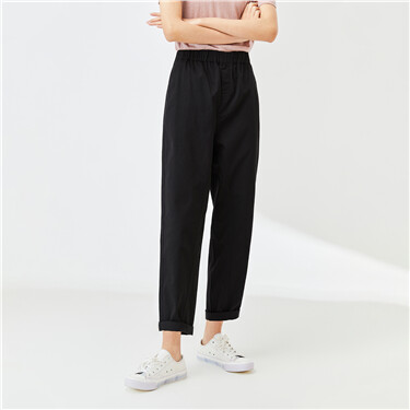Solid color lightweight ankle-length pants