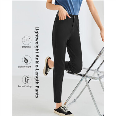 High waist slim ankle-length pants