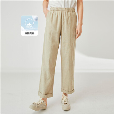 Linen cotton elastic waist lightweight pants