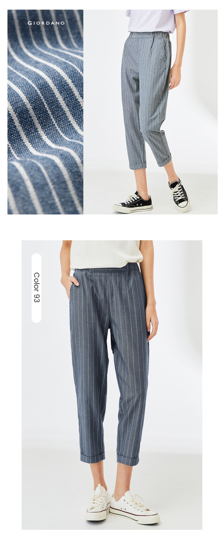 cuff GIORDANO denim | Roll-up Store Online elastic pants waist
