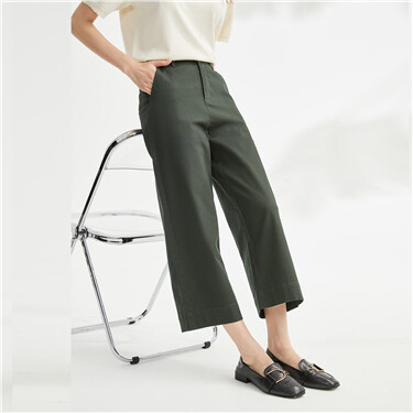 Solid color high waist wide leg stretch pants