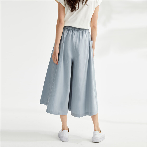 100% Cotton elastic waist crop pants | GIORDANO Online Store