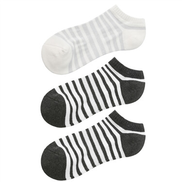 Dot contrast color stripe socks(3 pairs)