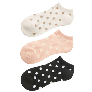 Dot contrast color stripe socks(3 pairs)