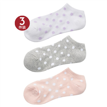 3-Pair Contrast color dot stripe socks
