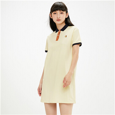 Embroidery contrast polo dress
