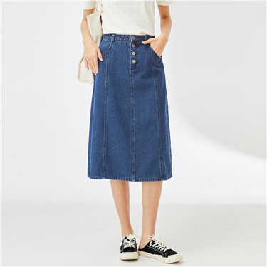 Forward seam high waist denim skirt