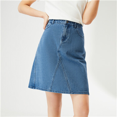 Forward seam a-line lightweight denim skirt