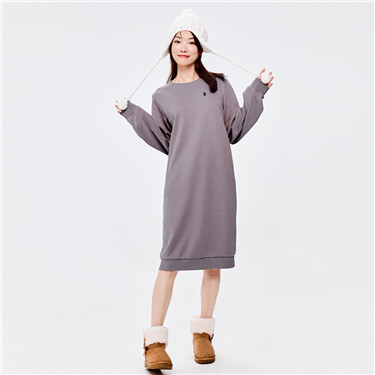 Rabbit embroidered loose terry dress