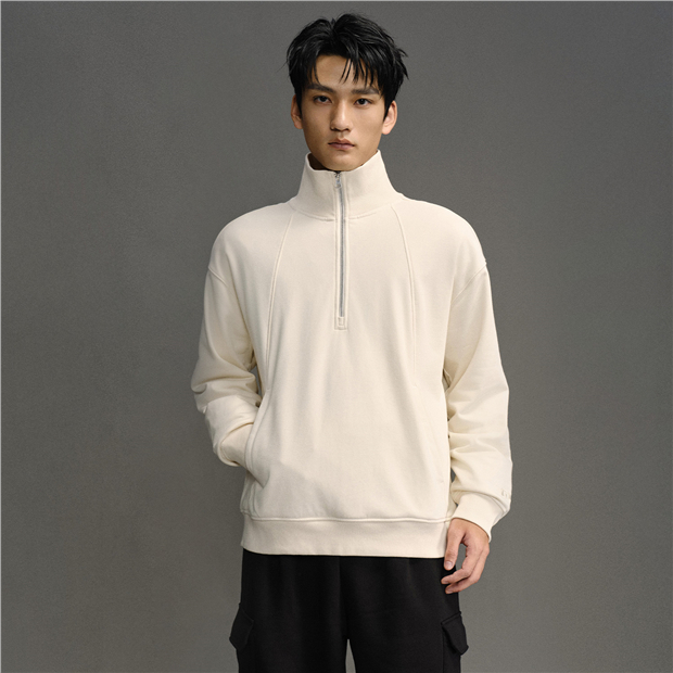 Half zip mock neck loose sweatshirt | GIORDANO Online Store