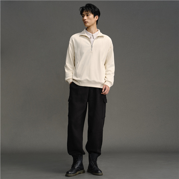 Half zip mock neck loose sweatshirt | GIORDANO Online Store
