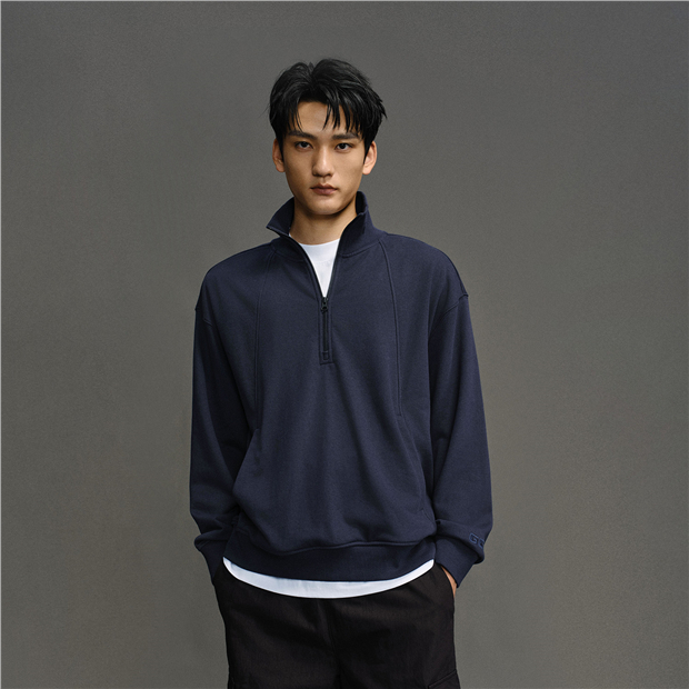 Half zip mock neck loose sweatshirt | GIORDANO Online Store