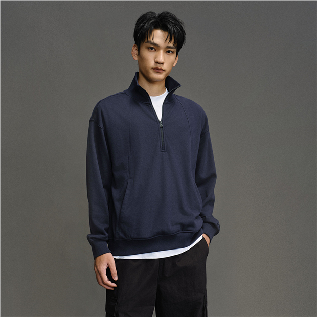 Half zip mock neck loose sweatshirt | GIORDANO Online Store