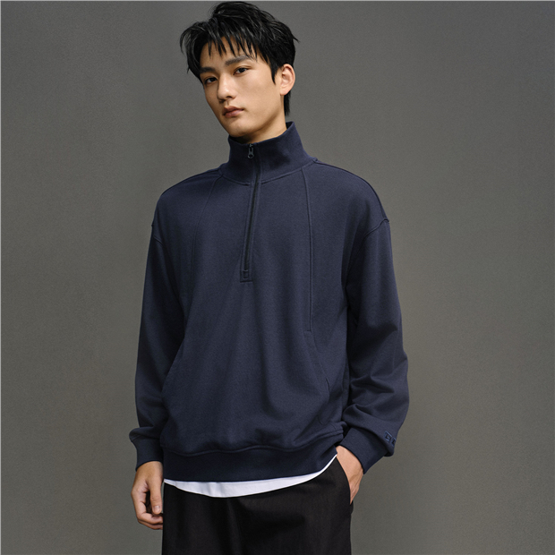 Half zip mock neck loose sweatshirt | GIORDANO Online Store