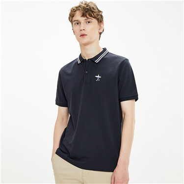 Embroidered stretchy polo shirt