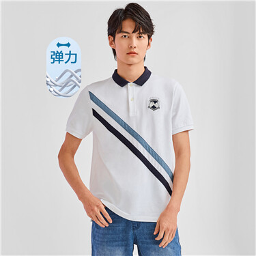 Embroidery collage contrast polo shirt