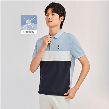 Embroidery collage contrast polo shirt