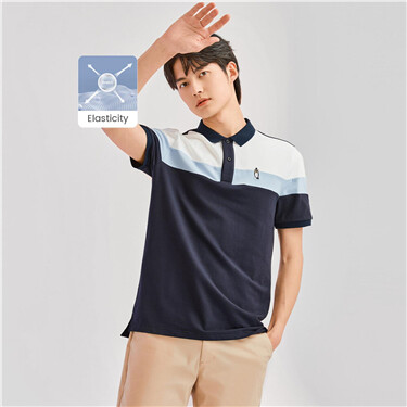Contrast embroidery short-sleeve polo shirt