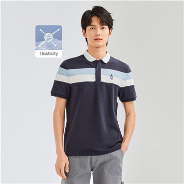 Contrast embroidery short-sleeve polo shirt