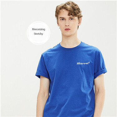 Mercerized stretchy printed letter tee