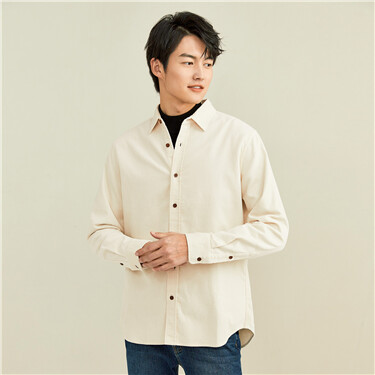 Corduroy solid color long-sleeve shirt