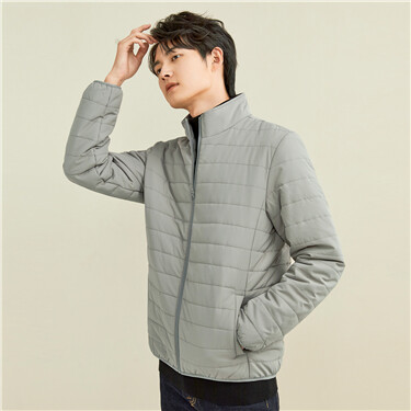 Solid color stand collar jacket