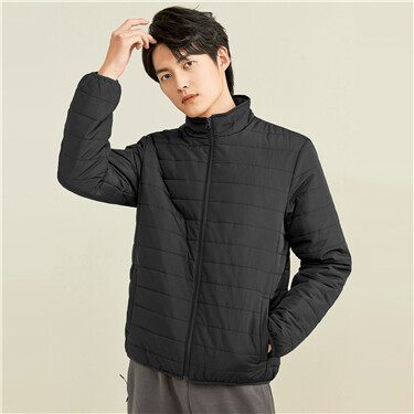 Solid color stand collar jacket