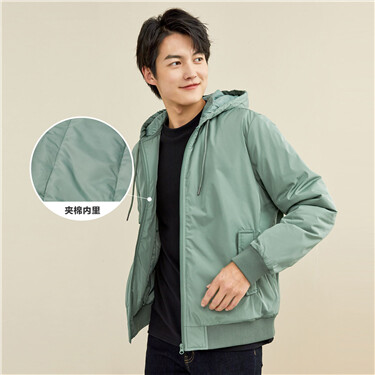 Solid color padding hooded coat