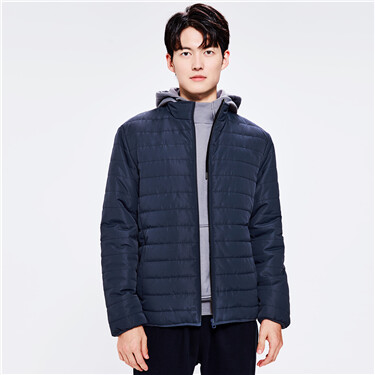 Solid color stand collar padded jacket