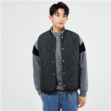 Quilted stand collar padded vest