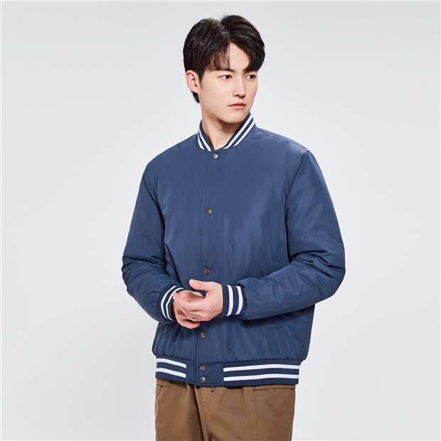 Colorblock stand collar padded bomber jacket | GIORDANO Online Store