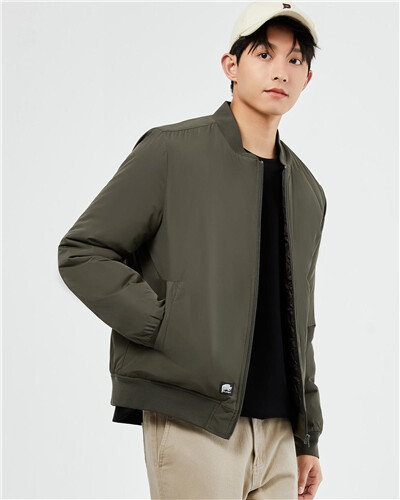 Stand collar padded bomber jacket