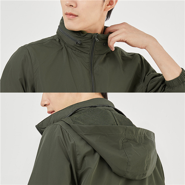 Online Exclusive】BM Men's Solid Woven Hooded Windbreaker