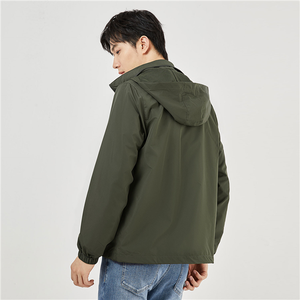 Online Exclusive】BM Men's Solid Woven Hooded Windbreaker