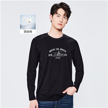 Letter print long sleeve cotton tee