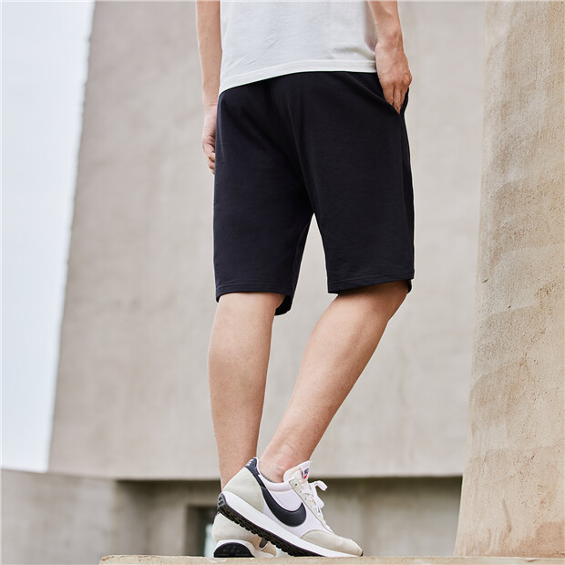 Letter embroidery elastic waist cotton shorts | GIORDANO