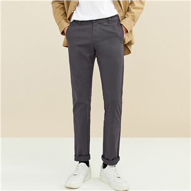 Cotton mid-low waist casual pants