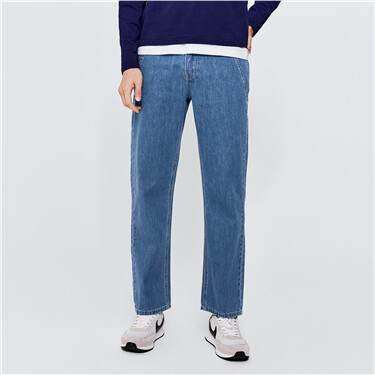 Five-pocket mid rise cotton denim jeans