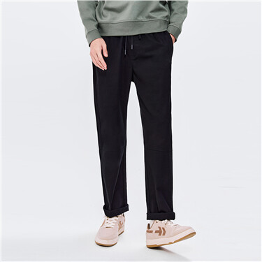 Forward seam elastic waist cotton pants